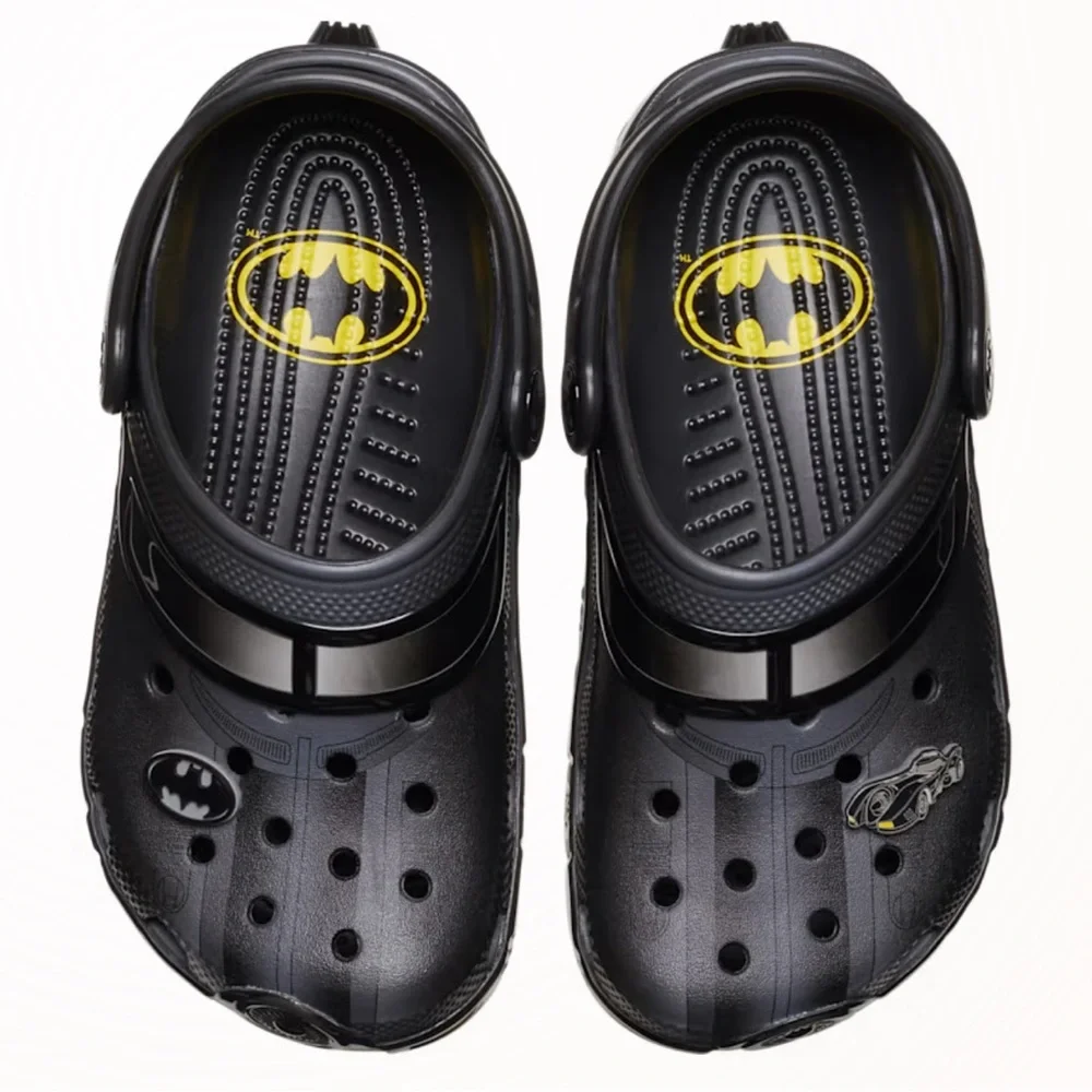 CROCS Kids Black Sandal Clogs with Yellow Accents 12C euc